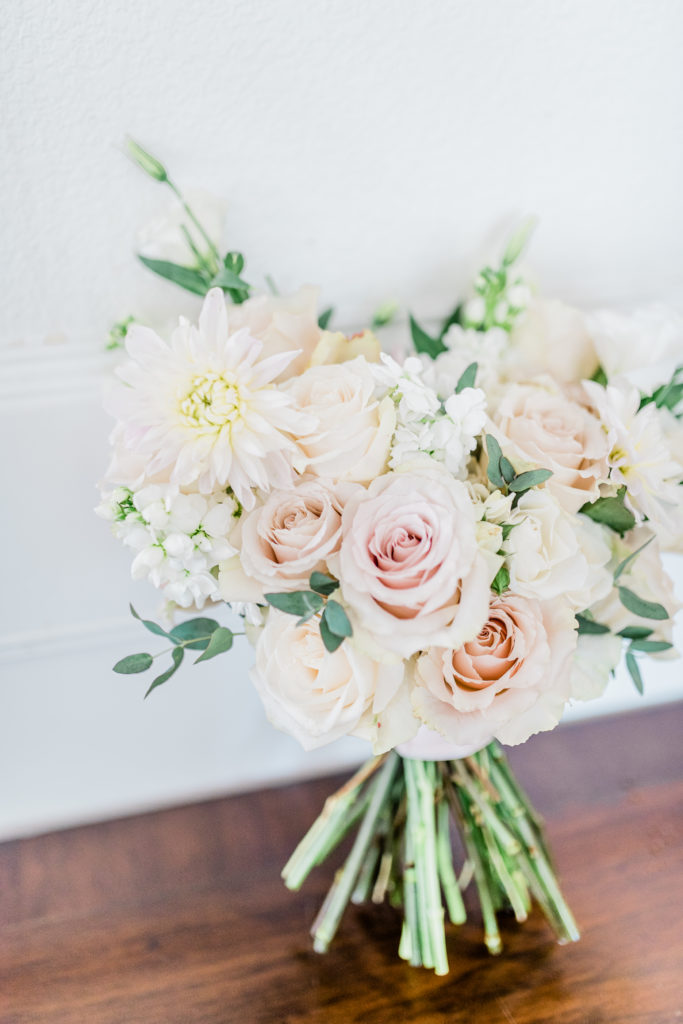 Blush Rose Bouquet Greenery Eucalyptus | The Springs in Rockwall Texas by DFW Dallas Fort Worth wedding photographer Karina Danielle Photography