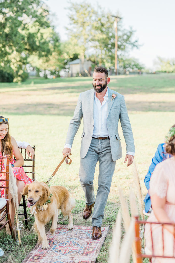 Groom Labrador Dog in Ceremony | San Marcos TX Wedding by DFW Fort Worth Dallas wedding photographer Karina Danielle Photography