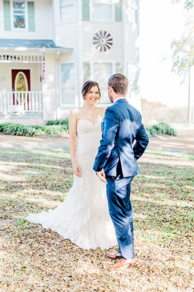 Bride and Groom First Look Intimate Wedding | Celina TX Wedding by DFW Fort Worth Dallas wedding photographer Karina Danielle Photography