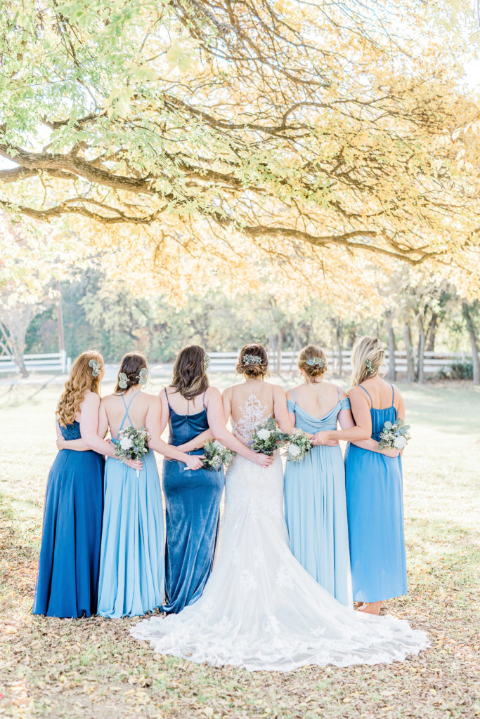 Bride and Bridesmaids Train Intimate Wedding | Celina TX Wedding by DFW Fort Worth Dallas wedding photographer Karina Danielle Photography