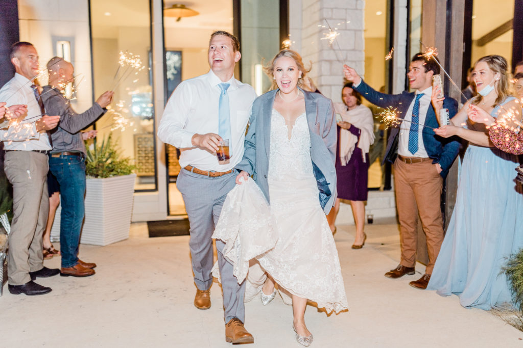 Bride and Groom Sparkler Exit Reception | Stonehouse Villa in Driftwood TX by DFW Dallas Fort Worth wedding photographer Karina Danielle Photography