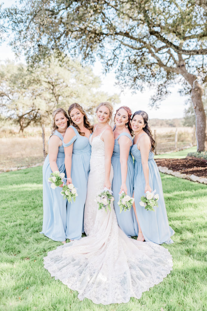 Bride and Bridesmaids Bouquet Bridal Portrait | Stonehouse Villa in Driftwood TX by DFW Dallas Fort Worth wedding photographer Karina Danielle Photography