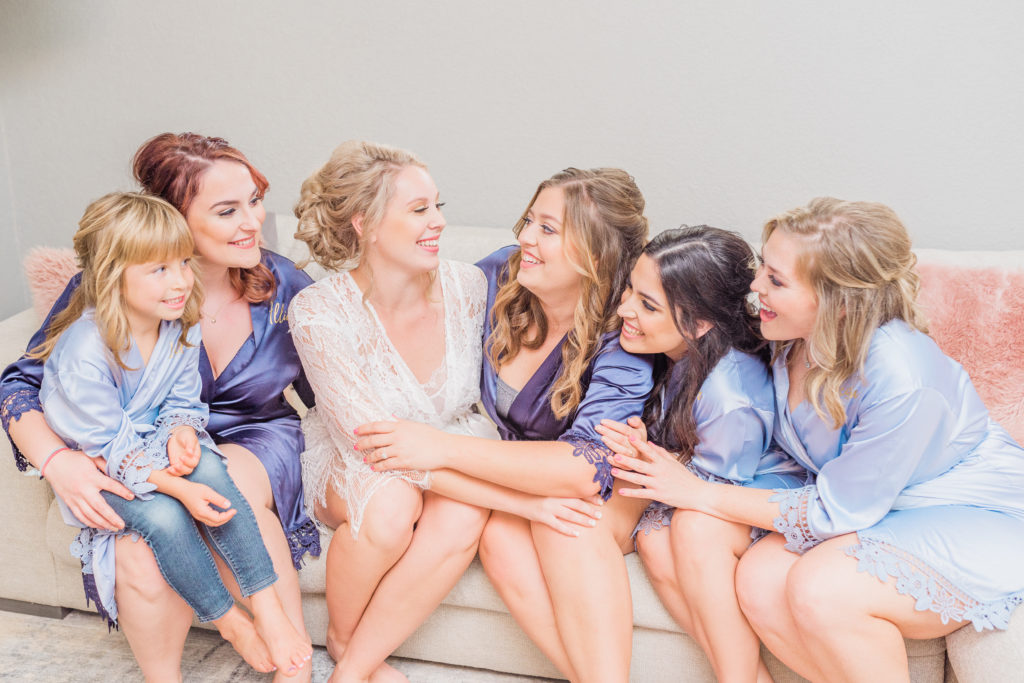 Bride and Bridesmaid Robes Getting Ready | Stonehouse Villa in Driftwood TX by DFW Dallas Fort Worth wedding photographer Karina Danielle Photography
