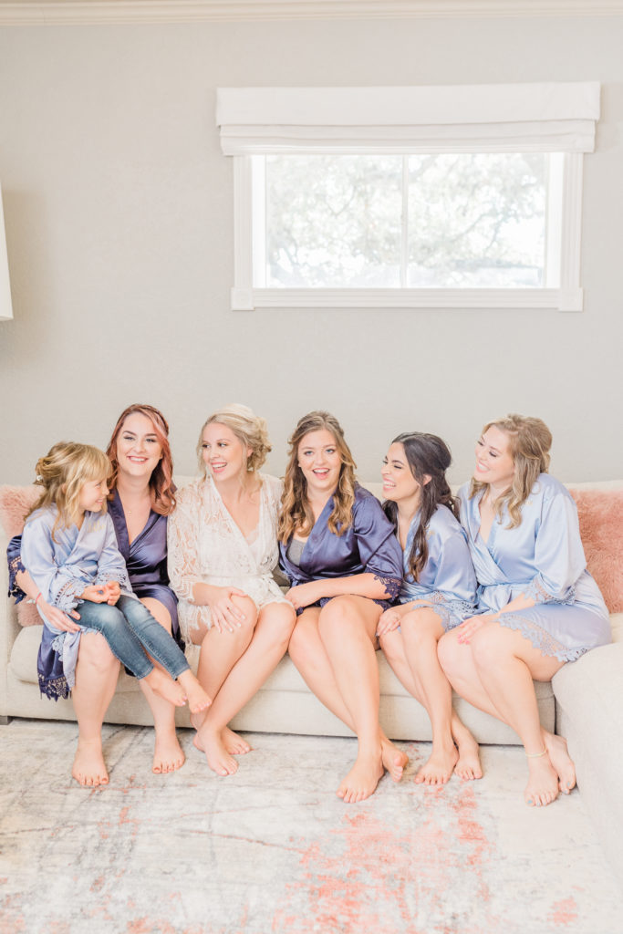 Bride and Bridesmaid Robes Getting Ready | Stonehouse Villa in Driftwood TX by DFW Dallas Fort Worth wedding photographer Karina Danielle Photography