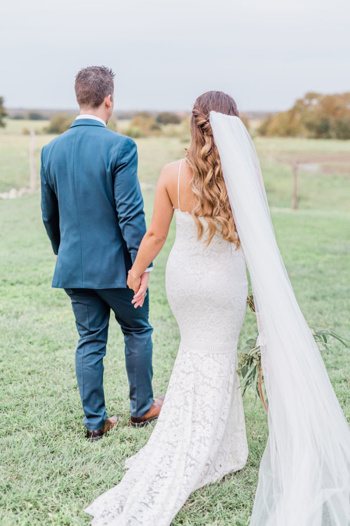 Bride and Groom Portrait Navy Suit | Stonehouse Villa in Driftwood TX by DFW Dallas Fort Worth wedding photographer Karina Danielle Photography
