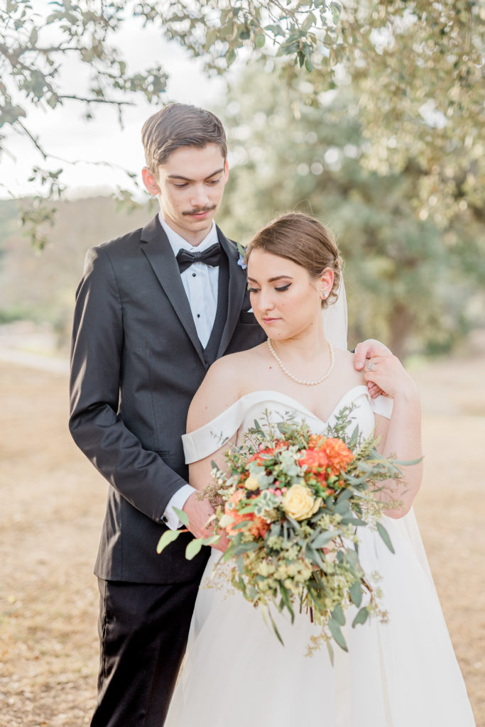 Bride and Groom Portrait Bouquet | Tapatio Springs Operator Drewski Wedding in Boerne TX by DFW Dallas Fort Worth wedding photographer Karina Danielle Photography