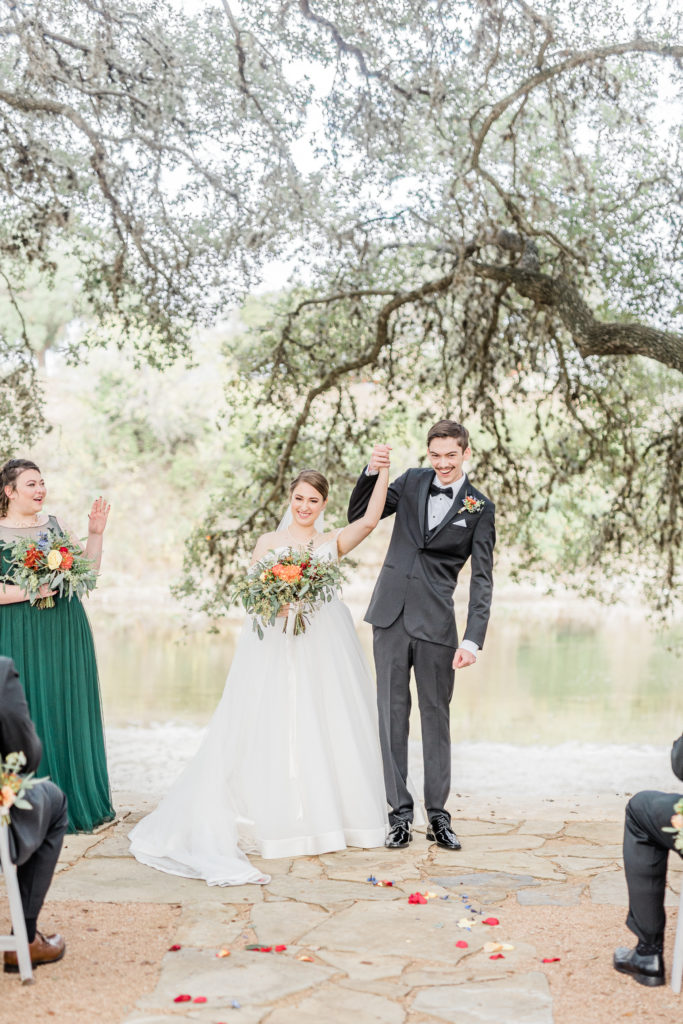 Bride and Groom Ceremony Recessional | Tapatio Springs Operator Drewski Wedding in Boerne TX by DFW Dallas Fort Worth wedding photographer Karina Danielle Photography