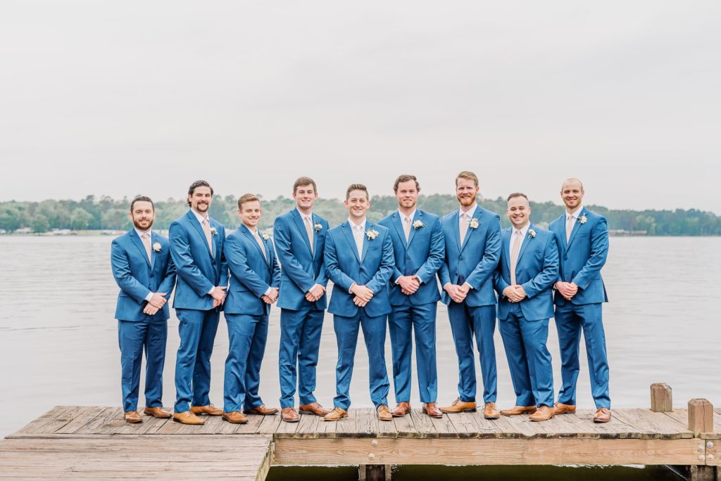 Groom and groomsmen at Lake Tyler Petroleum Club, Tyler TX.