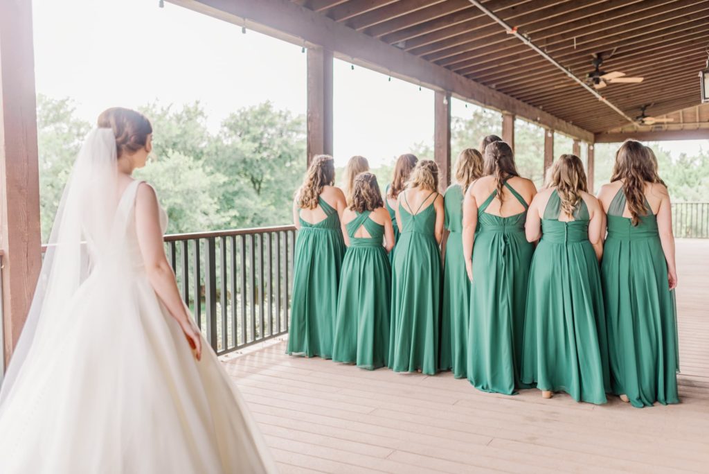 Bridesmaids First Look | Carleen Bright Arboretum in Waco TX by DFW Dallas wedding photographer Karina Danielle Photography