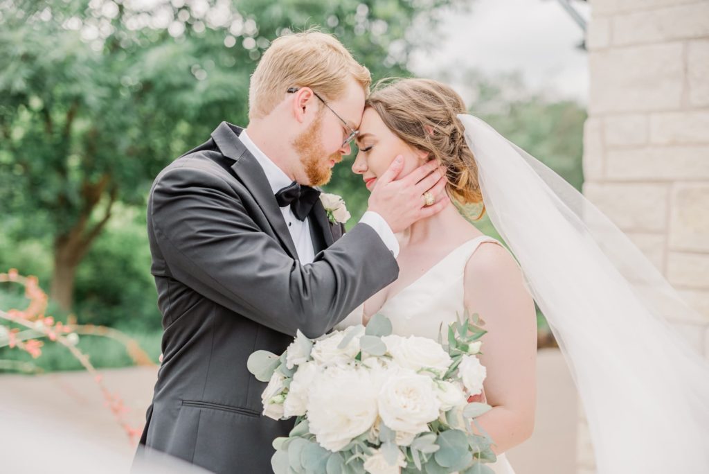 Intimate Moment Bride and Groom | Carleen Bright Arboretum in Waco TX by DFW Dallas wedding photographer Karina Danielle Photography